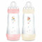 MAM Biberon Easy Start/Anti-Colique Classique - 320ml - Bonbon + Coton - Tétine Débit 3 - X2