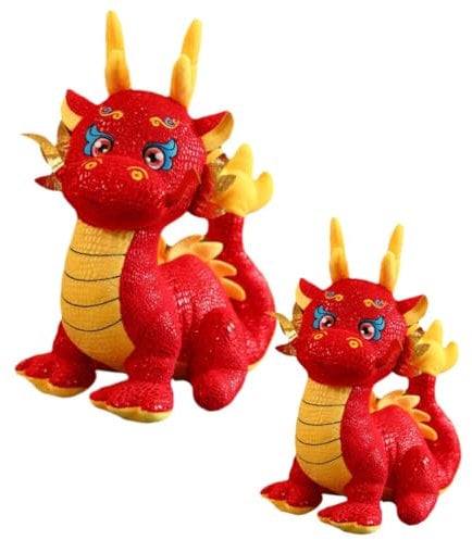 Toyvian 2 Stück Chinesisches Neujahr Drache Kuscheltiere Plüschtier Chinesisches Sternzeichen Maskottchen Spielzeug Drachenpuppe Glücksdrache Mondneujahr Puppe 2024 Jahr des Drachen