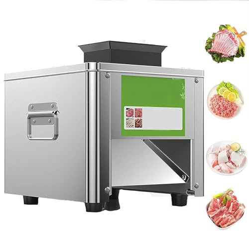 Qiang 850W Coupe Viande électrique 3 en 1 Déchiqueté/Dés/Tranché 150Kg/H Trancheuse à Viande Automatique Acier Inoxydable pour Couper Viande Et Légumes,2.5-21mm