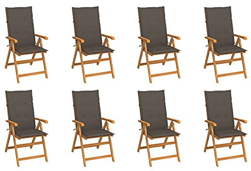 ARKEM Garten-Liegestühle mit Kissen 8 STK. Massivholz Teak Gartenliege Wetterfest Gartenliege Auflage