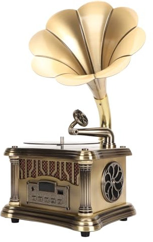 Grammofono Vintage con BT, Giradischi retrò con Audio Stereo HiFi, Fonografo retrò Giradischi con Ricarica Vintage di Tipo C per Casa, modalità USB e AUX