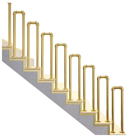 Handläufe für Treppen Metall Treppen Handlauf Für Den Innen- Und Außenbereich, Sicherheitsschutz Und Absturzsicherung, U-förmiger Baluster Für Den Deckkorridorgarten (Color : Gold, Size : H 29.52inc