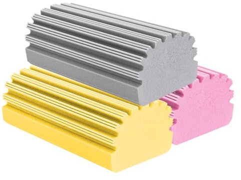 3 Piezas Esponjas de Limpieza, Esponja Reutilizable para Polvo, Plumero Húmedo, para Limpiar Persianas, Vidrio, Rejillas de Ventilación, Gris, Amarillo, Rosa