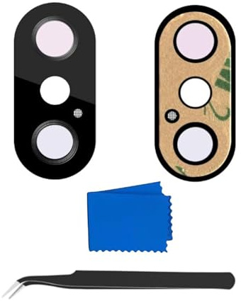 S&L ENTERPRISE Rear Back Camera Glass Lens Replacement Compatible with iPhone X – 5.8 inch – 2017 with Adhesive, Cloth and Tweezer