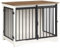 Hzuaneri Hundekäfig Möbel, 81cm hundebox für zuhause, Schiebetüren, 2 Türen, Moderne hundebox Holz Indoor für kleine/mittlere Hunde, Hundekäfig für Zuhause, 55x81x67,5cm, Weiß Braun DFC83614B