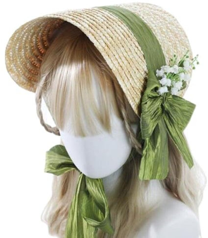 Zghhc Sombrero De Lolita para Mujer, Gorro Victoriano para Fiesta De Té, Boda, Flores Vintage, Playa, Sombreros Tejidos De Paja