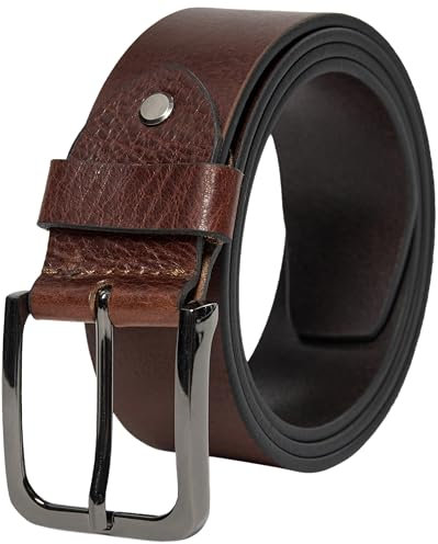 PHILIPSONS Premium Echtleder Jeansgürtel für Herren, 40mm Breit - Klassisch und Langlebig, kürzbar, Braun