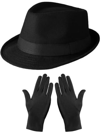 EHDWXVZM Sombrero de Hombre, Protectores de Dedos, Bombín de Jazz, Fieltro, Ala Corta