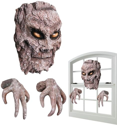 COMFOLIVING Decorazione per esterni con volti sugli alberi, facce di alberi con scultura a mano ornamento decorazioni pasquali, decorazione creativa per il viso, decorazione per il viso 'albero