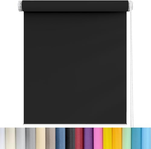 Tenda oscurante per luce diurna e notturna, 35 x 120 cm, isolata, protezione UV, sicura per bambini, facile da montare, senza fori, per finestre e porte, colore: nero
