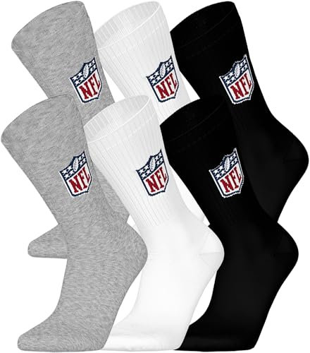 NFL SHIELD 6pk Crew Socks - MGR/WHT/BLK - 35/38