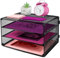 ideallife 3 Tier Mesh Desktop File Organizer, Paper Letter Tray Organiser, Mesh Desktop Storage with Sliding Trays for Home &Office Supplies(Black)