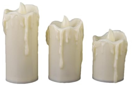Set mit 3 LED-Kerzen | Warm Glow Candle Set | Home Decor Candles, No-Wick Candle Lights, Long-Lasting LED Candles, Decoration Candles, Remote Control Candles, Natural Wax Appearance