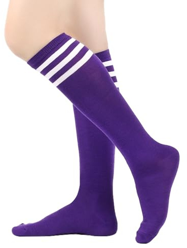 BrightGlow Damen Kniestrümpfe Damen Overknee Sockenn Hohe Retro Socken mit Streifen Lange Oberschenkel Hohe Socken Gestreifte Strümpfe Damen-Socken Sportsocken Einheitsgröße