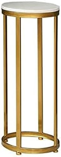 Seitentisch, Marmor runder Couchtisch moderner Nachttisch kleine Endtische mit goldenem Metallrahmen für Wohnzimmer, Balkon und Flur