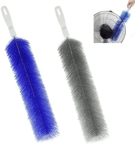 Spinnennetz-Staubwedel, biegbar, wiederverwendbar, Kunststoff-Mikrofaser-Staubwedel für Klimaanlagen, Deckenventilator, Flügel, Vorhänge, Lüftungsschlitze (Blau, Grau), 2 Stück