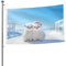 Drapeau double face Le petit chien blanc dans la neige 1,5 x 2,4 m – Bannière décorative robuste pour extérieur et jardin