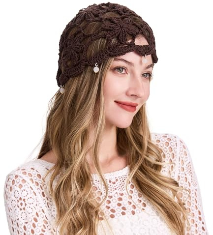 ZLYC Häkelmütze aus Baumwolle für Damen | Bohemian-Stil,gestricktes Cut-Out-Design,leicht,atmungsaktiv und weich,Geeignet für Frühling, Sommer und Herbst