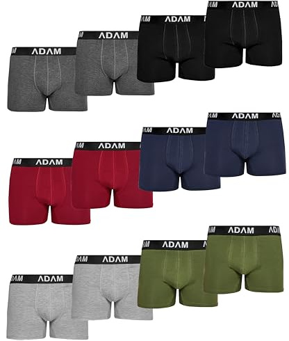 ADAM Boxershorts Herren Unterwäsche 6er / 8er / 10er /12er Pack - Premium Männer Boxer-Shorts Herren Trunks Boxer aus extraweicher 100% Baumwolle