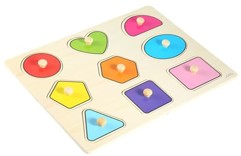 Jenivaint Holzpuzzle, Greifspielzeug für, Pädagogisches Puzzle, 3D-Tierform, Passendes Brett, Helle Farben, Leicht zu Greifende Knöpfe, Frühes Lernen für Kleinkinder, Mädchen über 3 Jahre
