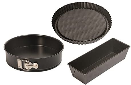 ORIGINAL KAISER Kaiser Classic Backform-Set 3-teilig Springform ø 26cm, Königskuchenform, Obstbodenform ø 30cm, Made in Germany mit Antihaftbeschichtung, Stahl, Black, 32 x 31 x 12 cm, 3-Einheiten