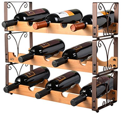 LH-Baldas flotantes Portabotellas de Vino | Portero de Vino rústico para Wine Cooler Wine Cabinet | Organizador de Almacenamiento Wine Shelf | Vinoteca (Titular 15 Botellas)