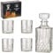WOMA Whiskey Karaffe Set I 5er Whiskey Dekanter Set I Kristallglas Karaffe mit Deckel 900 ml I 4 Whiskey Gläser 285 ml I Whisky Karaffe mit Gläser Set I Whisky Geschenkset I Geschenke für Männer