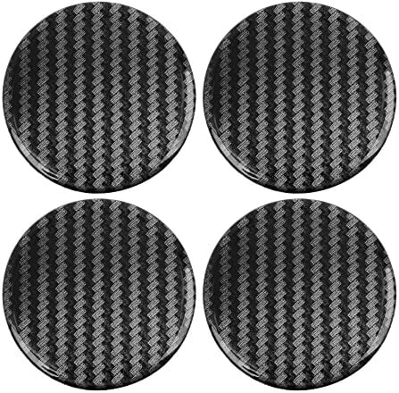 sourcing map 4 Stück Auto Emblem Radmitte Radkappe Aufkleber Durchsichtiges 60mm Kohlefaser