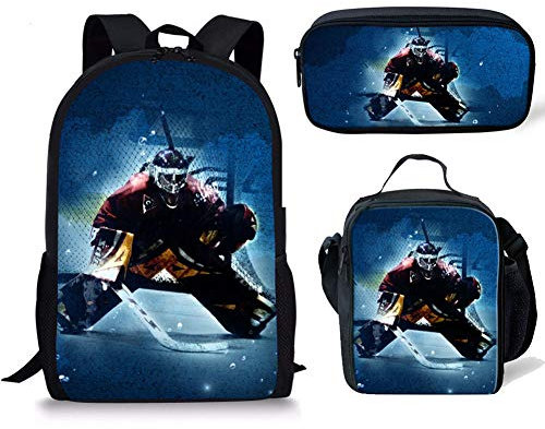 Cooler Eishockey-Rucksack mit 3D-Druck, für Jungen, Mädchen, Kinder, niedlich, elementar, Büchertasche, Teenager-Rucksack, Eishockey 3D-Design -9, One_Size, Rucksack Rucksäcke