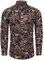 fohemr Mens Paisley Cotton Long Sleeve Shirt Floral Print Casual Retro Button Down Shirt Black Paisley Print Small