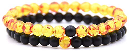 Generic Stein Armband,7 Chakra Vintage Natural Orange Black Onyx Stein Perlen Kit Yoga Balance Armreif Charm Schmuck Männer Frauen Freund