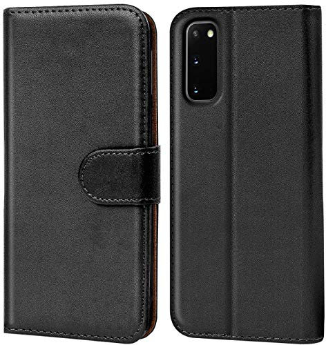 Verco Handyhülle für Galaxy S20 Hülle, Schutzhülle für Samsung Galaxy S20 Tasche PU Leder Flip Case Brieftasche - Schwarz