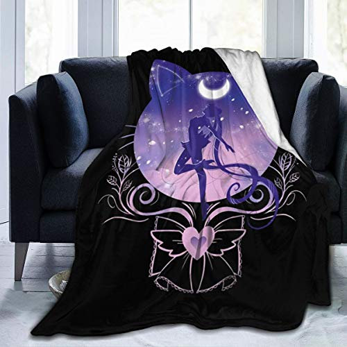 Lphdfoxh1 Cute Moon, Cat and Sailor Anime Deckenbezug Decke Flanell Wolldecke Reise-Super Weiche Flauschige Warme Sofadecke