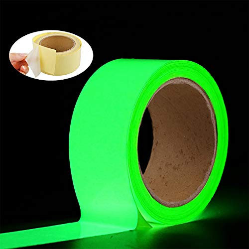 Cinta Luminosa Glow in the Dark, Cinta Autoadhesiva Tape Fluorescente, Etiqueta de Seguridad, Cinta Impermeable para Decoración Hogar y Signo de la Noche,señal de salida (5m × 5cm)