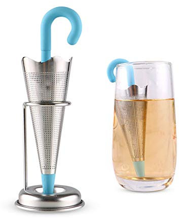 Infuseur Thé Silicone, Grande Parapluie Bleue Filtres à Thé Créatifs à Feuilles Mobiles dInfuseur à Thé en Silicone de Qualité Alimentaire avec Maille Fine pour de Plus Grandes Tasses