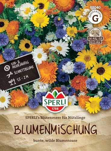 Sperli Blumensamen-Mischung SPERLI's Blütenmeer 88040, Blumensaat | Schnittblume, bunt, wilde Blumenoase, Blumenwiese, einjährig, für Beet & Schnittblumen