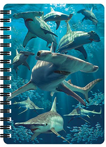 3D LiveLife Jotter - Hammerhai von Deluxebase. Lentikulärer 3D Shark A6 Spiralblock. Ein liniertes Notizbuch mit Kunstwerken, die vom bekannten Künstler David Penfound lizenziert wurden