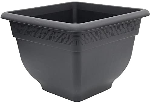 Maceta cuadrada grande de 38 cm, de plástico, color negro (1)