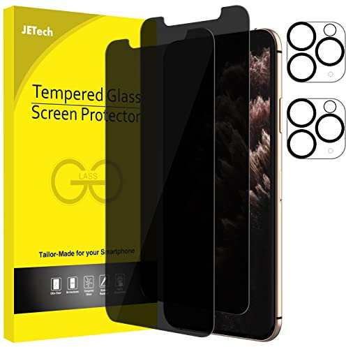 JETech Sichtschutz für iPhone 11 Pro Max 6,5 mit Kamera Schutz, Anti-Spähen Panzer schutz Gehärtetes Glas Folie, 2 Stück Jeweils