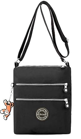 Foino Umhängetasche Damen Schultertasche Mode Kuriertasche Vintage Handtasche Lässige Taschen Reisetasche Leicht Strandtasche Sporttasche für Mädchen Büchertasche Design Messenger Bag (Schwarz Neu)