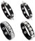 MILAKOO 4 Stücke Leder Punk Rock Armbänder Set für Männer Frauen Wide Strap Wrap Bracelet Wristband