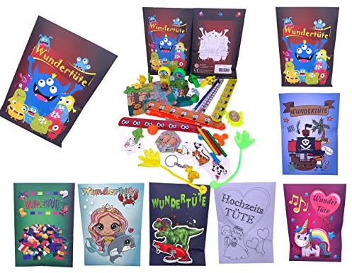 CMC imports 6 Stück Wundertüten Mitgebsel Gastgeschenk Monster give aways Kindergeburtstag/Geschenktüten Mädchen & Jungen gefüllt mit Spielzeug / 6 Motive zu Wahl (Monster)