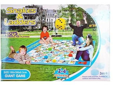 1267 SGM Snakes & Ladders 3m+ Giant Game 180x160x0.3cm Family Game Fun Outdoor Indoor