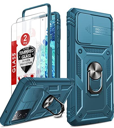 LeYi für Handyhülle Samsung S20 FE 5G/4G mit Kameraschutz & 2 Schutzfolie, Full 360 Grad Ständer Tough Armor Schutzhülle Outdoor Bumper Handy Hülle A 54 5 G Hard Case Military Blau