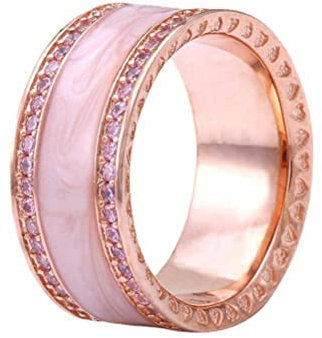 TYERY Bijoux Bagues Niche Design Goutte à Goutte en Caoutchouc Simple or Rose Rose Large Bague Pour FemmeOr rose,