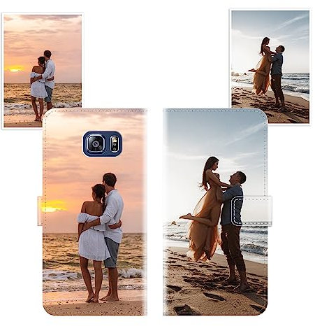 Sunrive Personalisierte hülle kompatibel mit Samsung Galaxy S6 Edge Plus Handyhülle Benutzerdefiniert,Schutzhülle Lederhülle handykette universal Etui mit Eigenem Foto Bild Text Individuelle