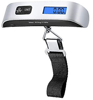 Pèse-bagages numérique portable pour valise, 50 kg, balance électronique de voyage avec batterie, écran rétroéclairé (argent)