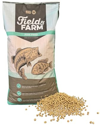 KENT Field and Farm Fish Feed, Pond Stocker 32, High Protein, Ruminant Meat-Free, Bone Meal-Free, Fixed Ingredient Formula, Ideal for Bass, Bluegill and Catfish, 25 Pound Bag