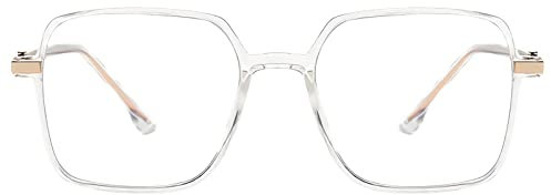 KAEOISFU Übergroße Transparentem Lesebrille 3,5 für Herren Damen, Großer Blaulicht Blockierende Computerleser, Gross Quadratische Leser Brille