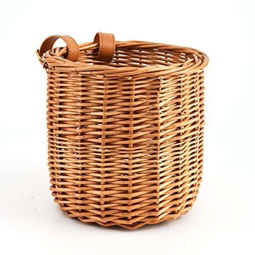 EIRONA Kinderfahrrad-Lenkerkorb, Fahrradkorb-Aufhängekorb, geeignet für Jungen und Mädchen, Kinderfahrradzubehör, umweltfreundlicher handgefertigter Rattan-Korb,Braun